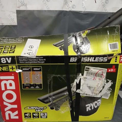 BOXED RYOBI OBV18 18V ONE+ CORDLESS BRUSHLESS LEAF BLOWER VACUUM