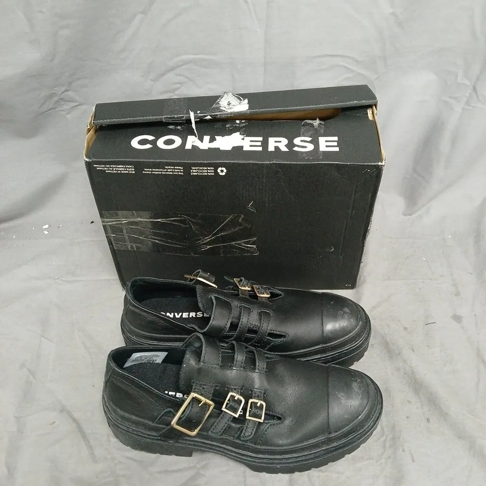 CONVERSE BLACK LEATHER BUCKLE-STRAP SHOES SIZE 6 