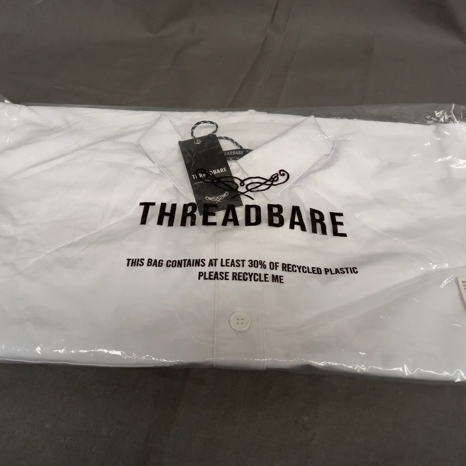 SEALED THREADBARE OVERSIZED BALLOON SLEEVE SHIRT DRESS IN WHITE - UK 6