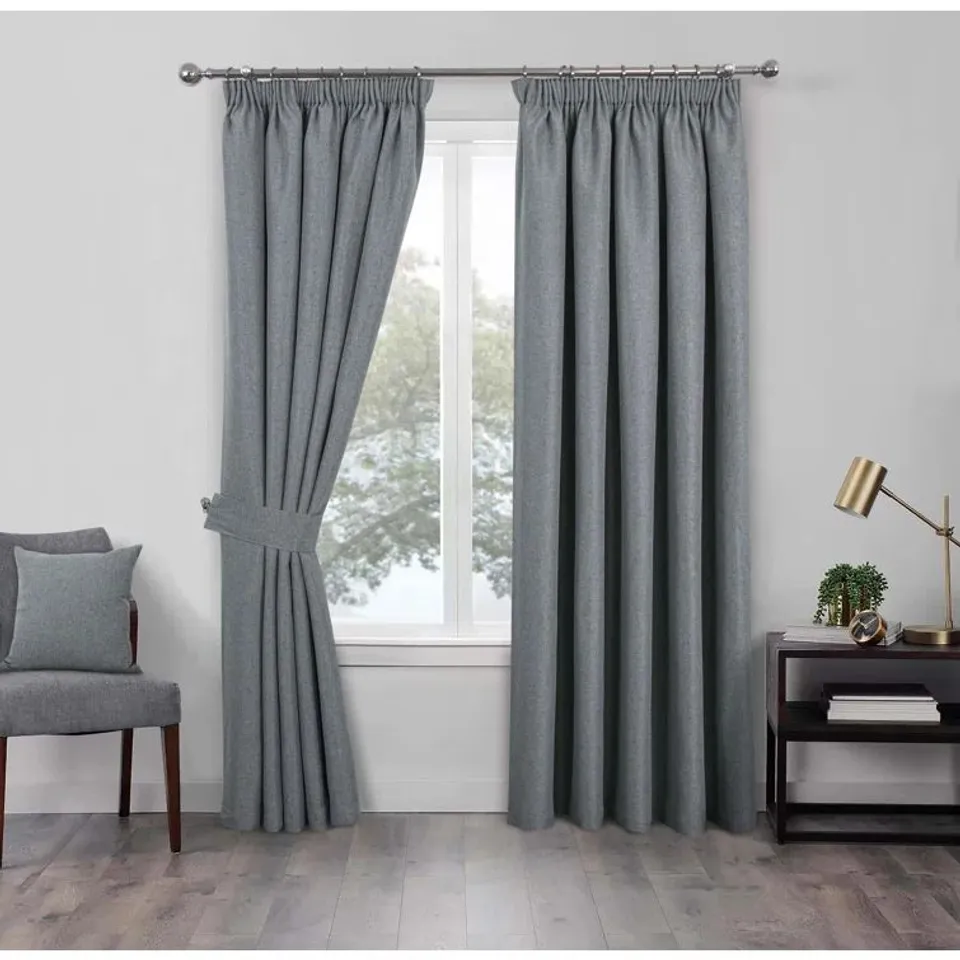 MAX BLACKOUT PENCIL PLEAT CURTAIN PAIRS - GREY // SIZE UNSPECIFIED 