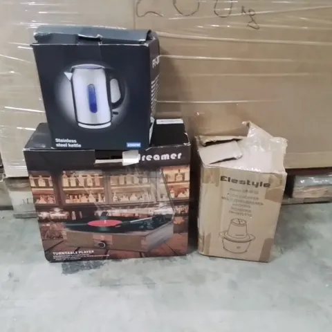 PALLET OF ASSORTED ELECTRICAL ITEMS TO INCLUDE;FOOD CHOPPER,KETTLE,TURNTABLE PLAYER 