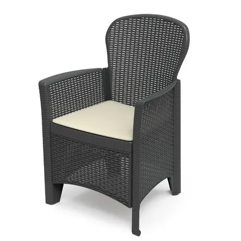 BOXED FOLIA ANTHRACITE DESIGN RATTAN ARMCHAIR, WEATHER RESISTANT (1 BOX)