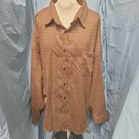 OLIVE BROWN CHECK SHIRT - L