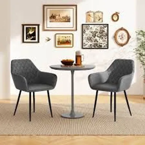 COSTWAY SET OF 2 GREY UPHOLSTERED DINING CHAIR