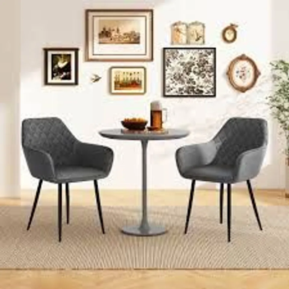 COSTWAY SET OF 2 GREY UPHOLSTERED DINING CHAIR
