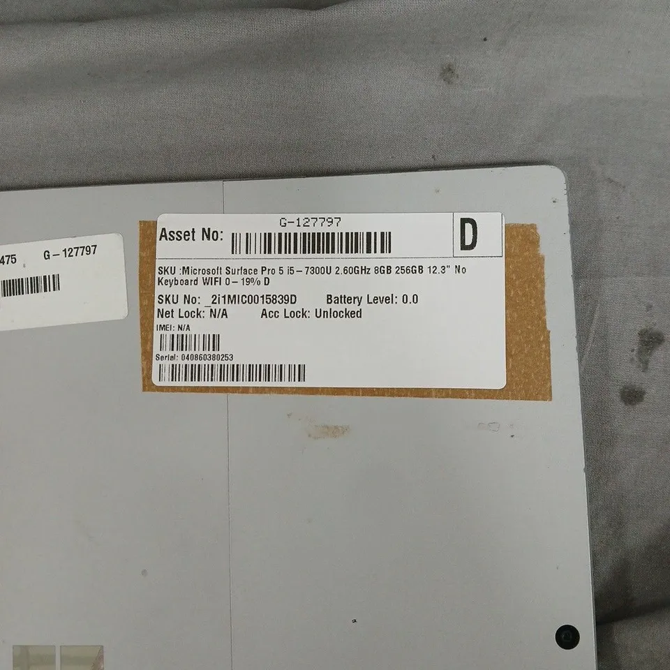 MICROSOFT SURFACE PRO 5 TABLET – I5-7300U, 8GB RAM, 256GB STORAGE, 12.3" DISPLAY (NO KEYBOARD)