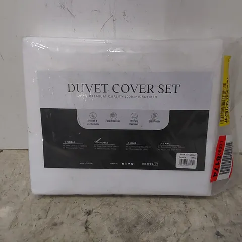 BAGGED CATHYJO SUPER SOFT MICROBFIBRE REVERSIBLE DUVET COVER SET IN WHITE // SIZE: DOUBLE