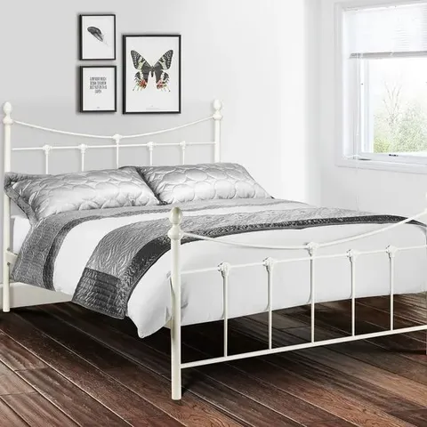 BOXED JULIAN BOWEN REBECCA 135cm BED - STONE WHITE (2 BOXES)