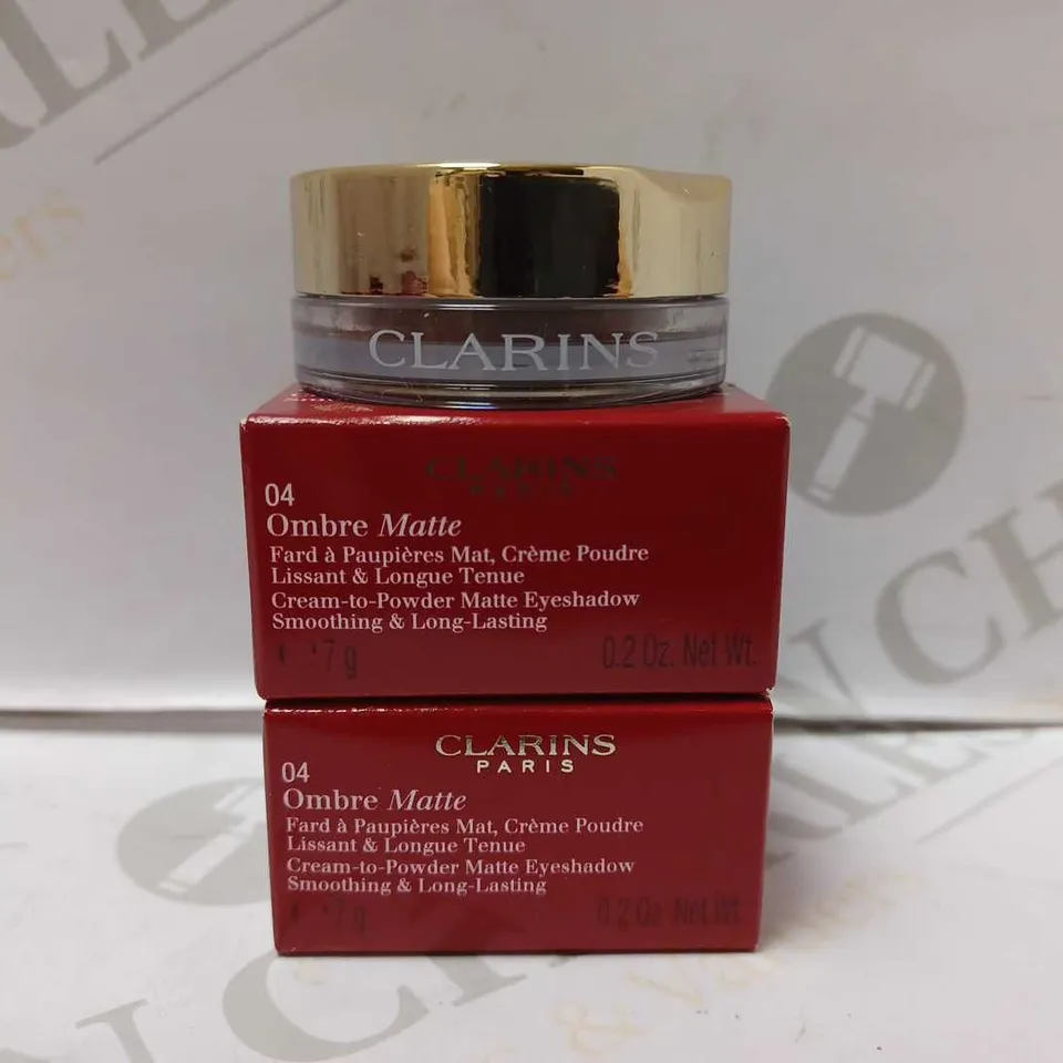 LOT OF 2 CLARINS OMBRE MATTE CREAM TO POWDER EYESHADOWS - #04 ROSEWOOD