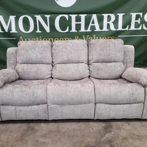 QUALITY DESIGNER 3 SEATER MANUAL RECLINER SOFA - LIGHT GREY FABRIC