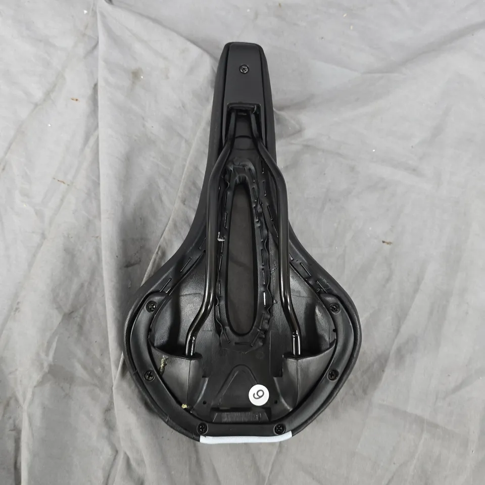 Bike saddle – black/white with central cut-out 