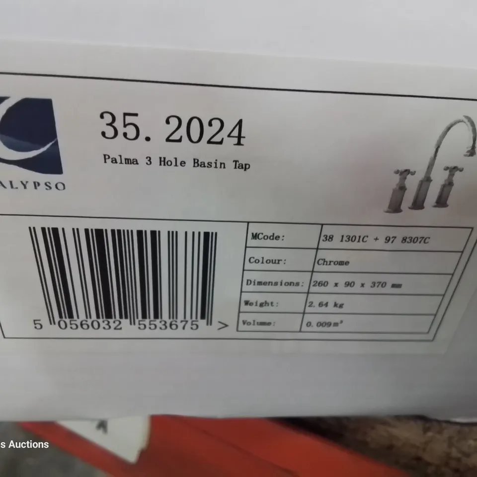 BRAND NEW DESIGNER PALMA 3 HOLE BASIN TAPS WITH POP UP SLOTTED WASTE CHROME