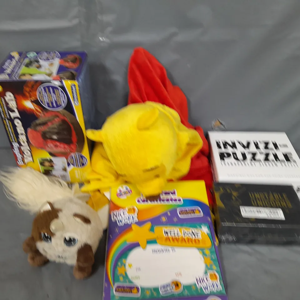 LARGE BOX OF APROXIMATELY 20 ASSORTED TOYS AND GAMES TO INCLUDE TEDDIES, WINNIE THE POOH AND JIGSAW