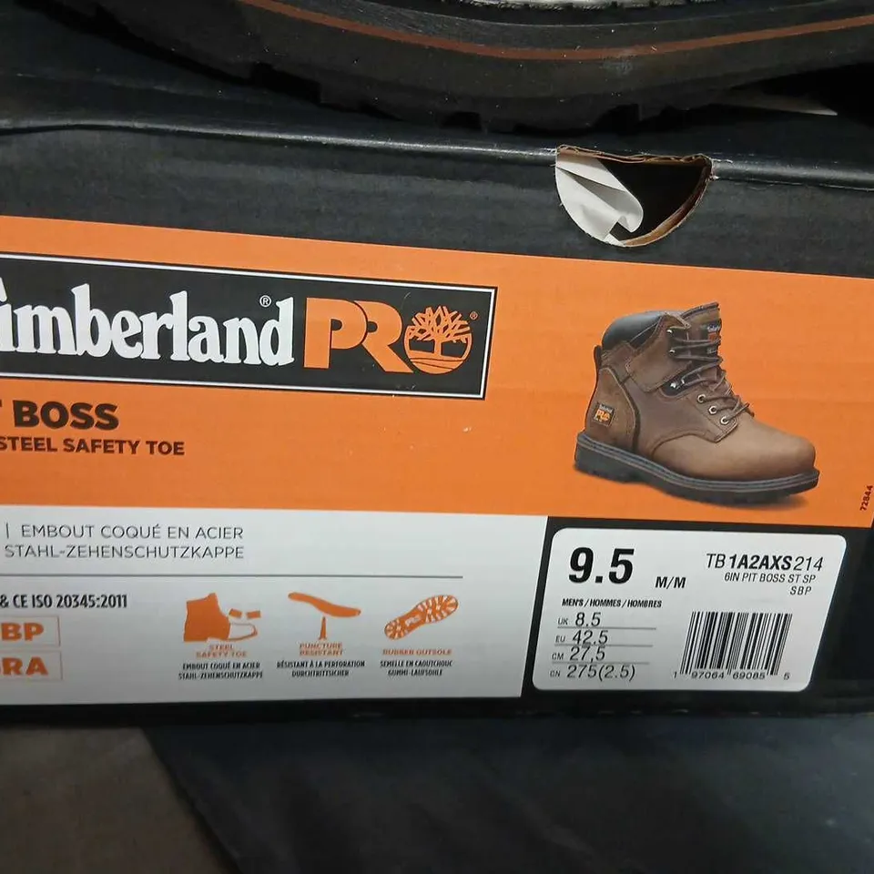 TIMBERLAND PRO PIT BOSS 6-INCH STEEL TOE BOOTS – BROWN LEATHER, UK 8.5 (US 9.5)