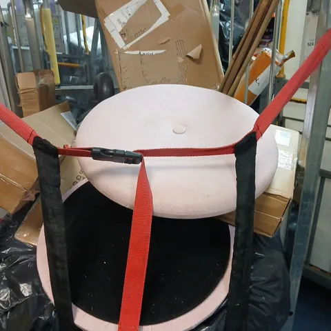 CAGE OF APPROXIMATELY 12 ASSORTED ITEMS INCLUDING EXERCISE WEIGHT , FLOOR TILES AND HANDY CANDY PHOTO FRAME 