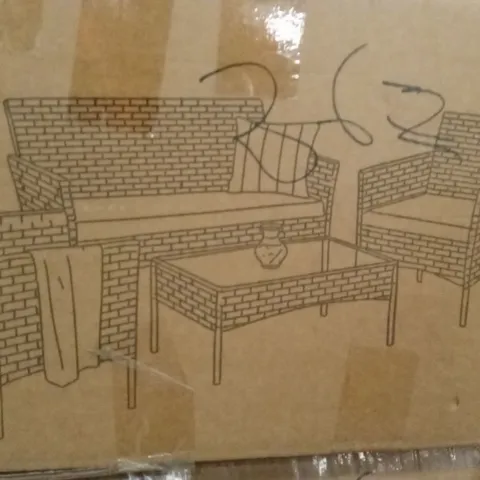 BOXED 4 SEATER SOFA RATTAN SET