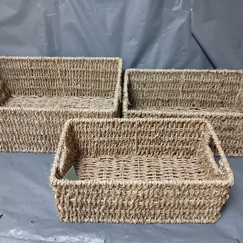 3 JVL STORE STYLE SEAGRASS STORAGE BASKETS