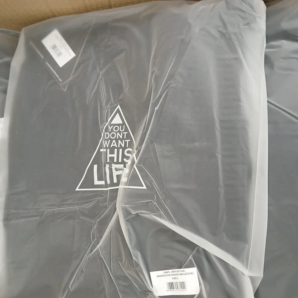 BOX OF APPROXIMATELY 10 YOU DON'T WANT THIS LIFE PERSPECTIVE HOODIES IN BLACK - SIZE LARGE