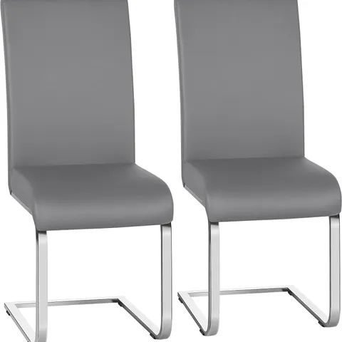 BOXED YAHEETECH LEATHER DINING CHAIRS (SET OF 2) - LIGHT GREY (1 BOX)