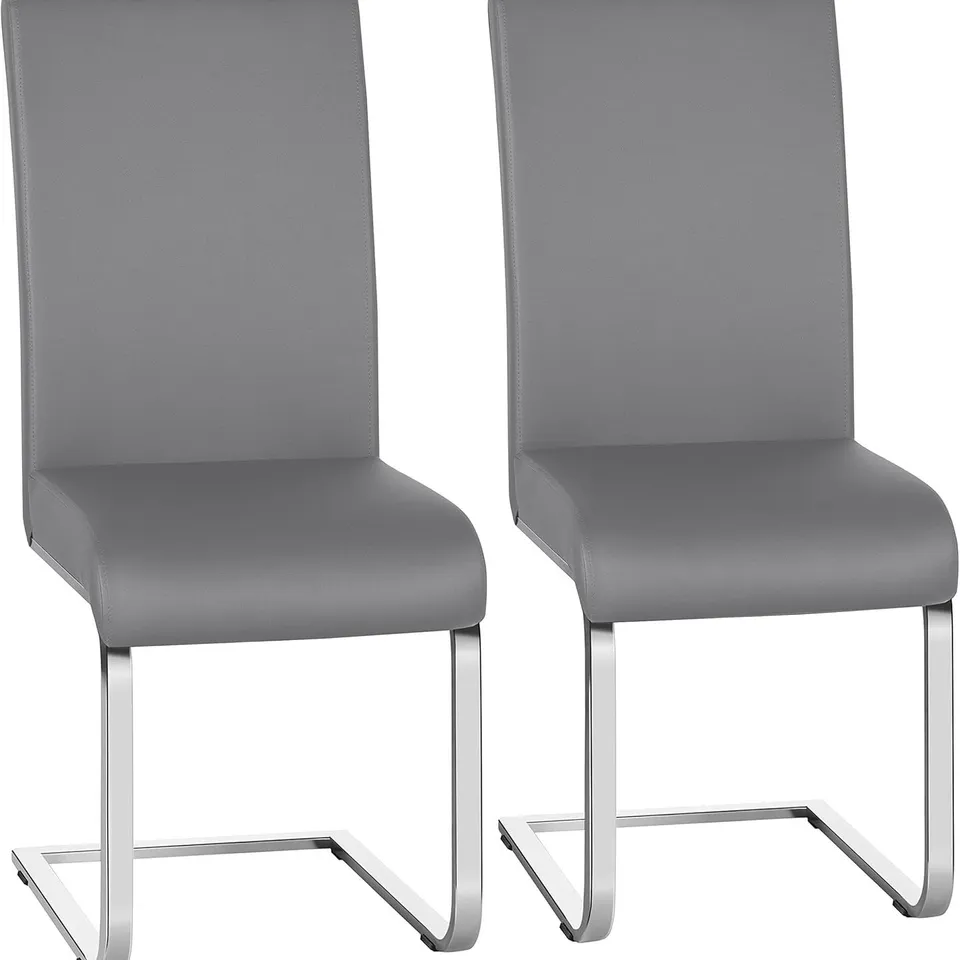 BOXED YAHEETECH LEATHER DINING CHAIRS (SET OF 2) - LIGHT GREY (1 BOX)