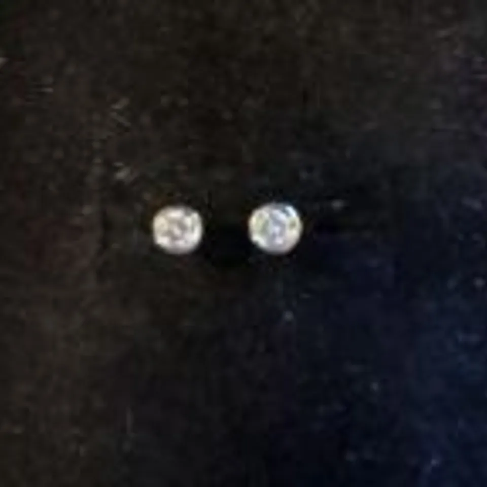 PLATINUM STUD EARRINGS RUB OVER SET WITH NATURAL DIAMONDS