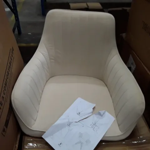 BOXED SET OF 2 UPHOLSTERED FABRIC DINING CHAIRS - CREAM (1 BOX)