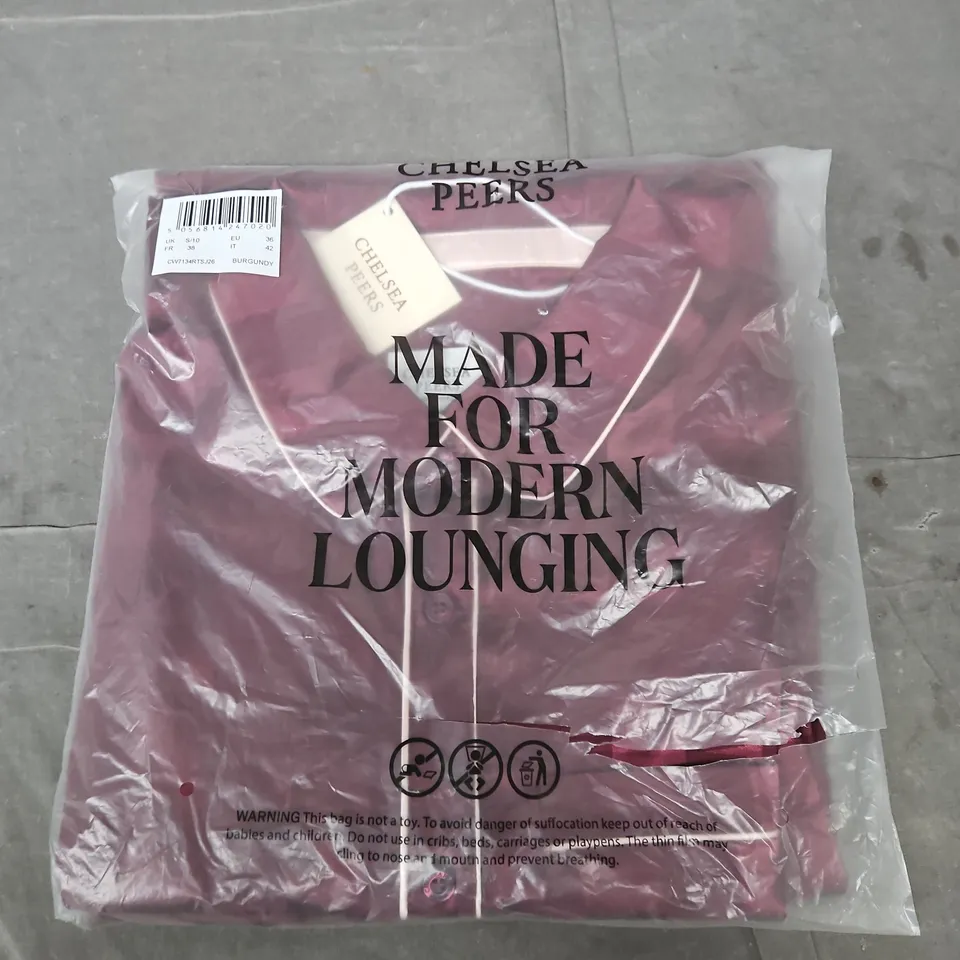 BAGGED CHELSEA PEERS STARS PYJAMA SET IN BURGUNDY - SMALL