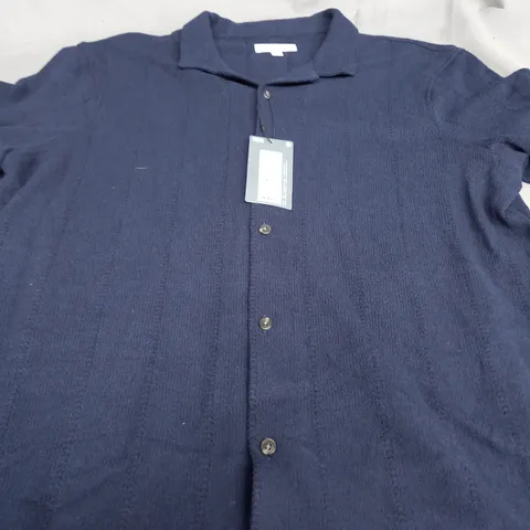 M&S NAVY BUTTON UP POLO SHIRT - XL