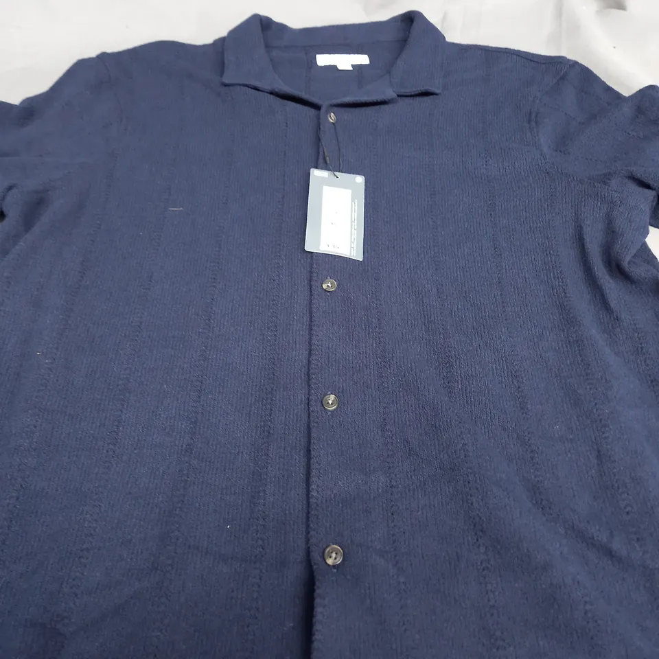 M&S NAVY BUTTON UP POLO SHIRT - XL