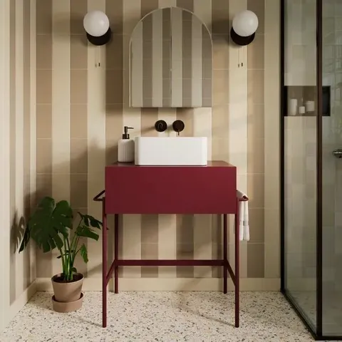 BOXED ELEMENTS GARNER SINGLE VANITY UNIT - BURGUNDY