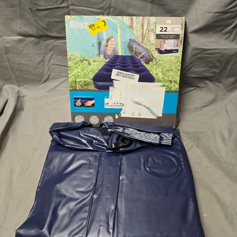 BESTWAY INFLATABLE CAMPING AIRBED – 1.85M X 0.76M X 0.22M (22CM THICK) – BLUE, BOXED