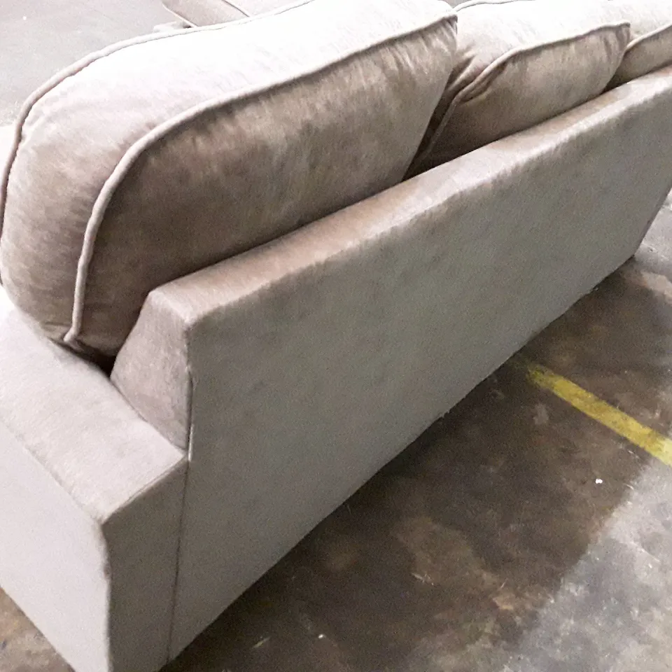 QUALITY DESIGNER 3 SEATER SOFA WITH RHF CHAISE - TAUPE FABRIC FABRIC