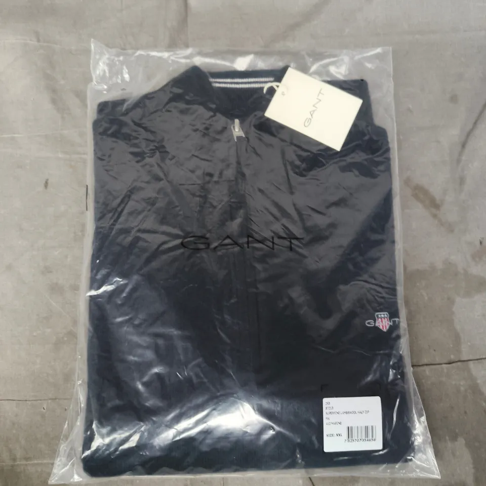 BAGGED GANT SUPERFINE LAMBSWOOL HALF ZIP IN NAVY SIZE XXL