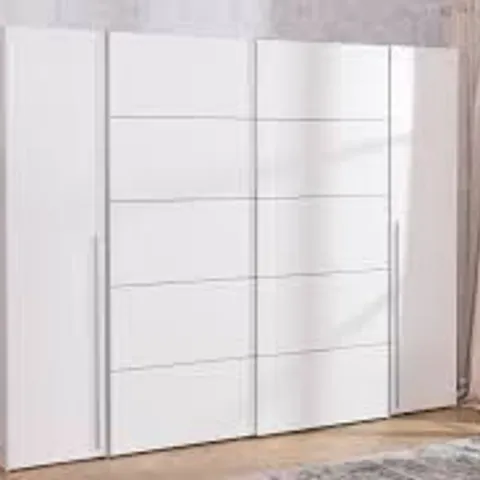 BOXED FORTE NARAGO WOODEN WARDROBE 270 X 210 X 61.3CM - WHITE (4 BOXES)