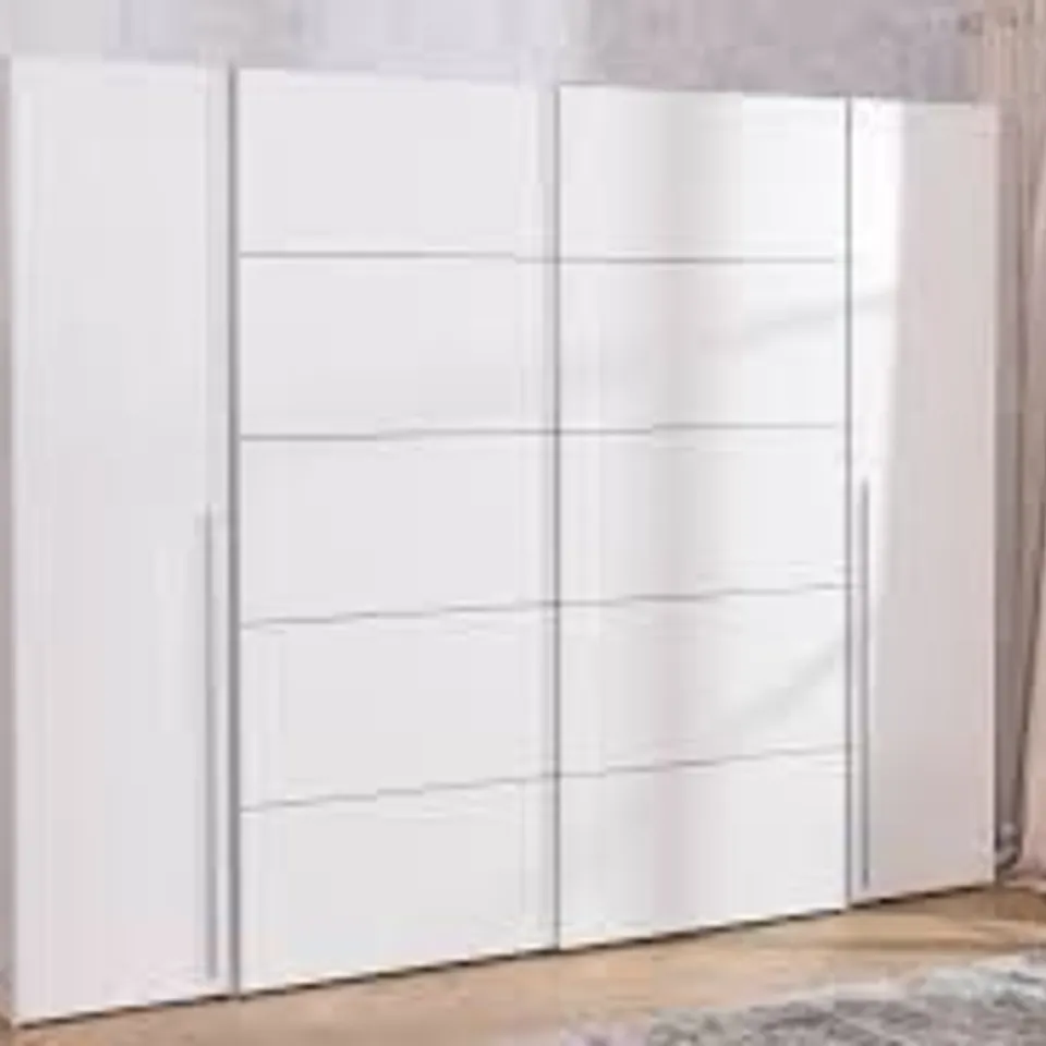 BOXED FORTE NARAGO WOODEN WARDROBE 270 X 210 X 61.3CM - WHITE (4 BOXES)