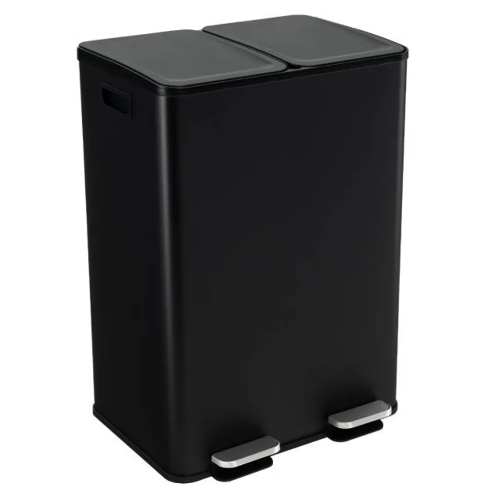 BOXED TRASH CAN WITH 2 DEODORIZER COMPARTMENTS AND SOFT CLOSE LIDS - BLACK