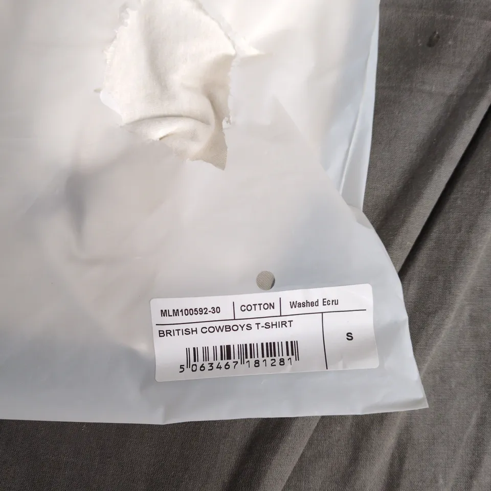 REPRESENT BRITISH COWBOYS COTTON T-SHIRT – WASHED ECRU, UK SIZE S