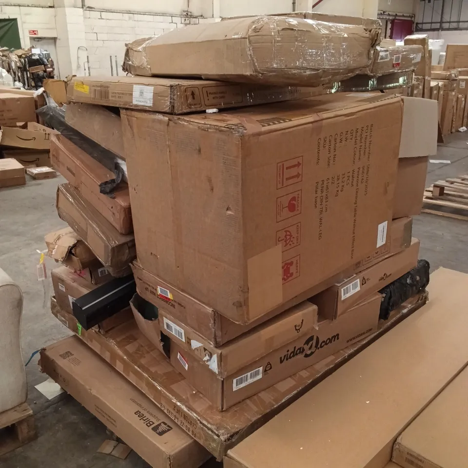 PALLET OF ASSORTED, INCOMPLETE FURNITURE PARTS AND PIECES 