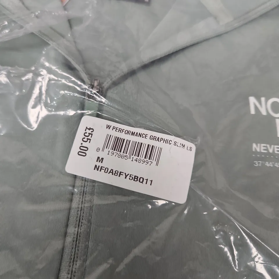 THE NORTH FACE WOMEN'S PERFORMANCE JACKET – SAGE GREEN / GREY, ZIP FRONT - MEDIUM