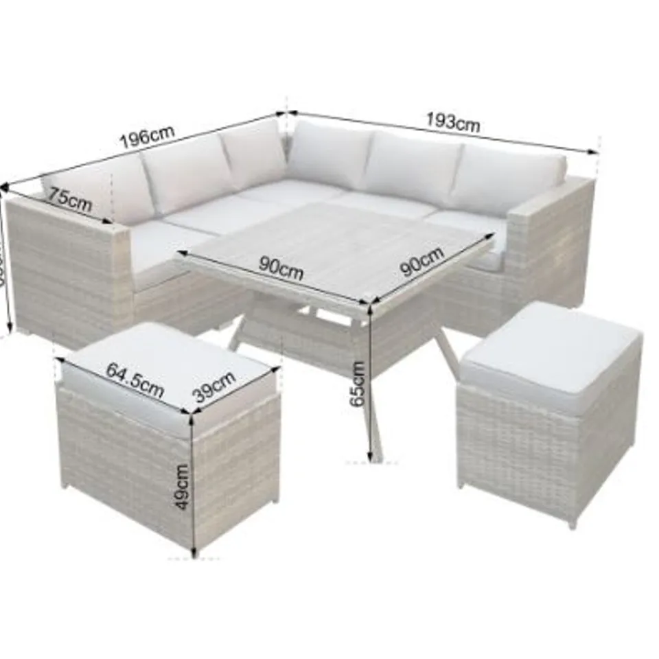 BRAND NEW BOXED ALISON AT HOME DORCHESTER GREY RATTAN DINING SOFA SET (TWO BOXES) RRP £1275