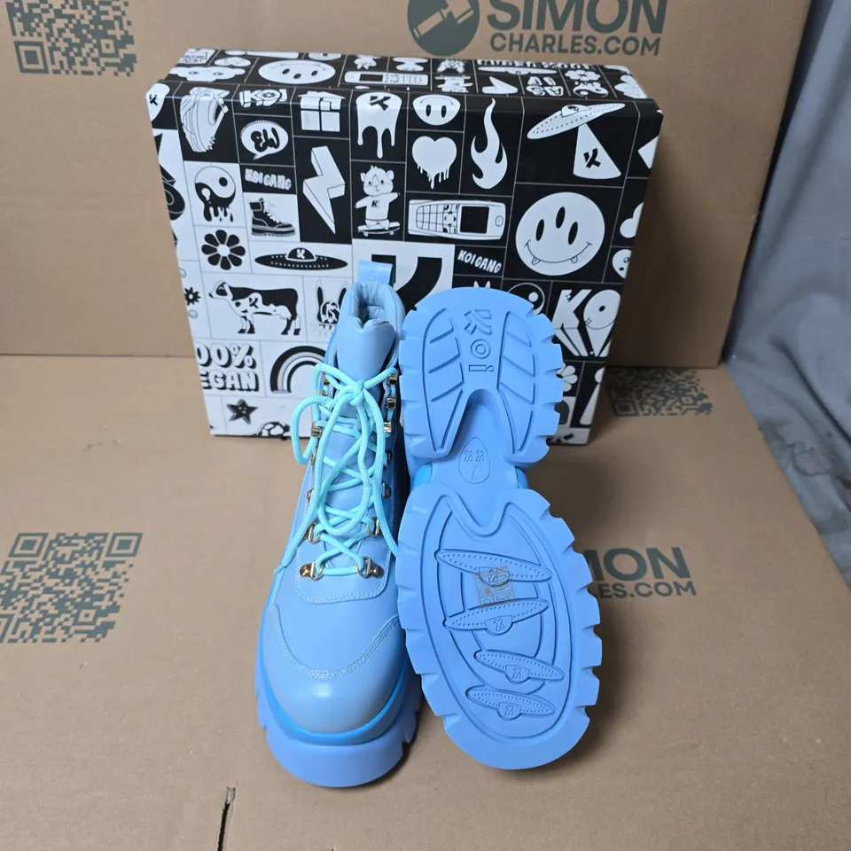 BOXED KOI CRYBABY BLUE VILUN PALTFORM BOOTS UK SIZE 7 