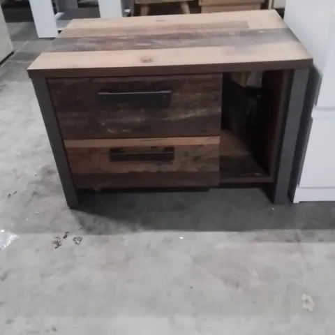 2 DRAWER BEDSIDE TABLE WITH STORAGE MATT WOOD FINISH