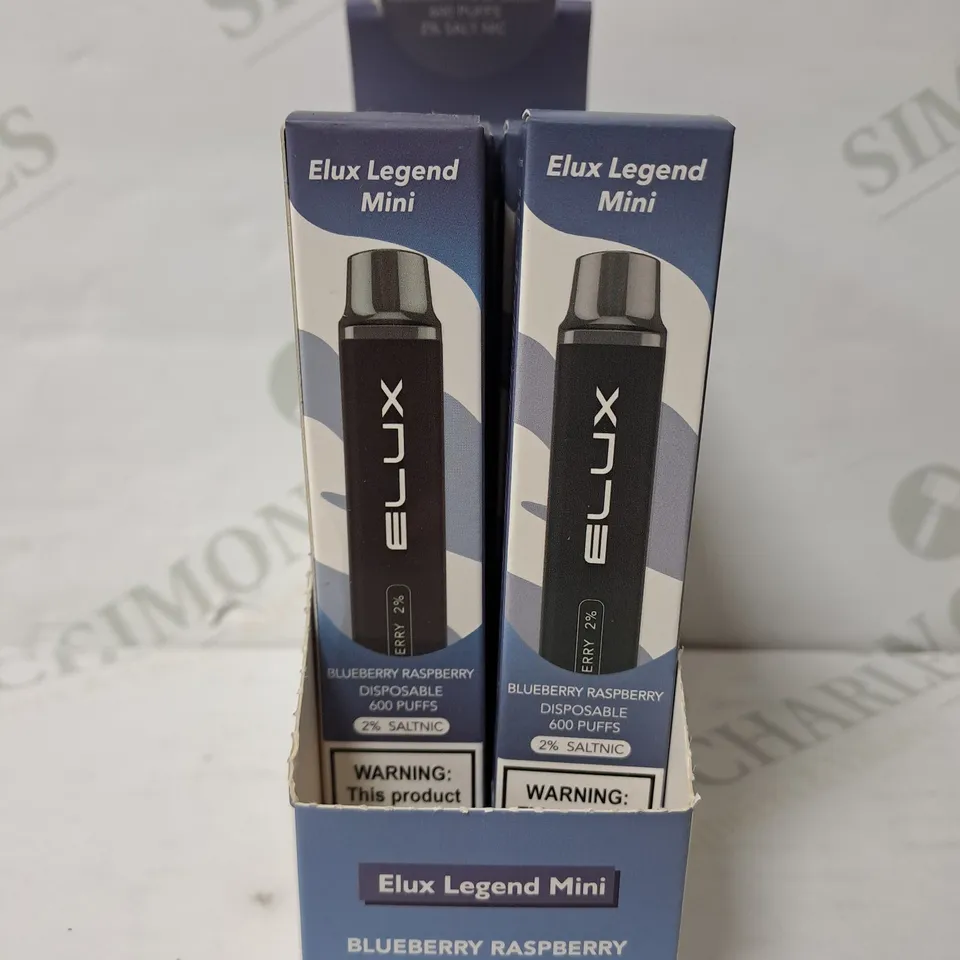 BOX OF 8 ELUX LEGEND MINI BLUEBERRY RASPBERRY DISPOSABLE 600 PUFFS