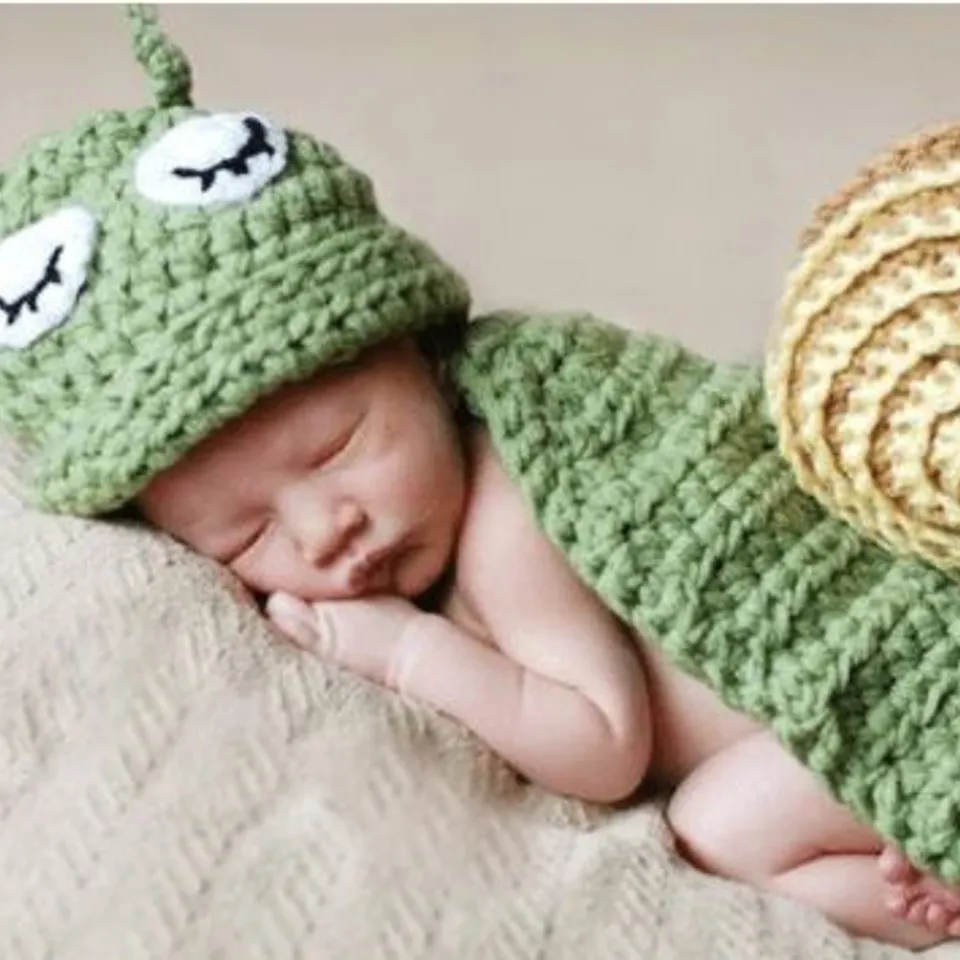 APPROXIMATELY 5 BRAND NEW CROCHET GREEN SNAIL DRESS UP OUTFIT