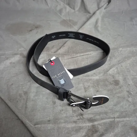 TED BAKER LONDON EMBOSSED LEATHER BELT – BLACK, SIZE 34