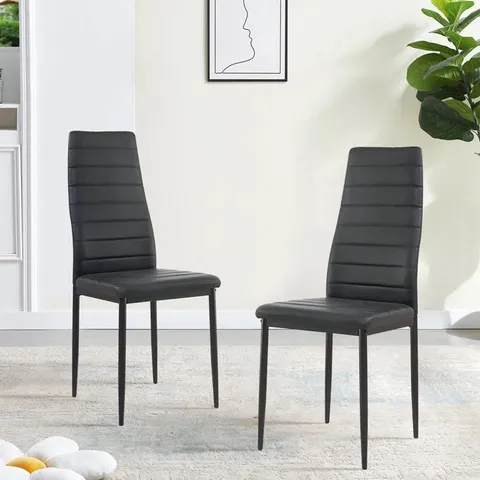 BOXED PAIR OF HISANAGA UPHOLSTERED METAL PARSONS CHAIRS - GREY (1 BOX)