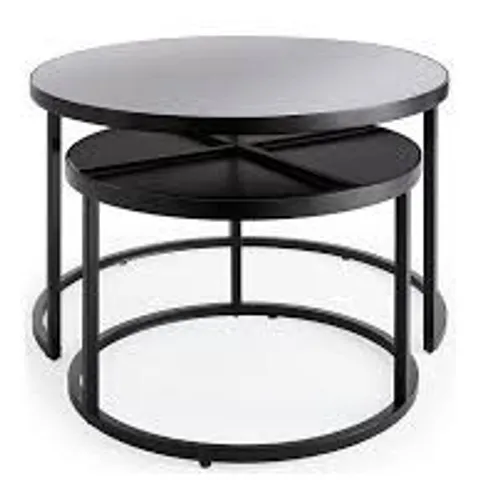 BOXED SHARD GLASS TOP NEST OF 2 TABLES - BLACK (1 BOX)