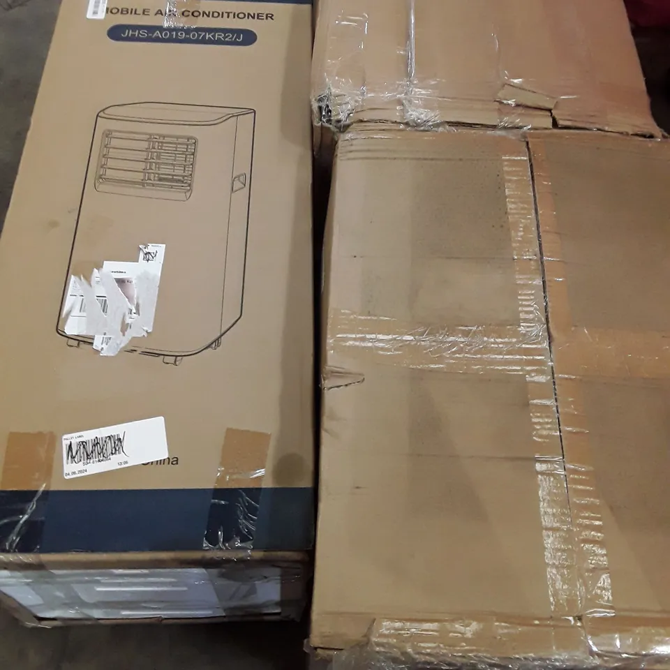 LARGE PALLET OF A SIGNIFICANT QUANTITY OF ASSORTED ITEMS TO INCLUDE , MOBILE AIR CONDITIONER , OUTDOOR PROJECTOR , ETC 