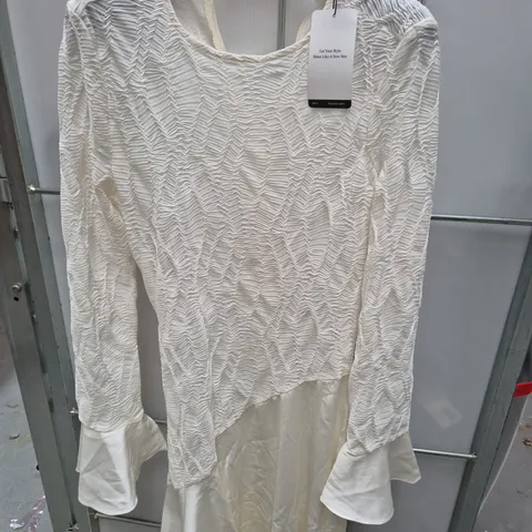 ANEWSTA BY SHEIN WHITE TEXTURED DRESS, UK 10 (EU 38)