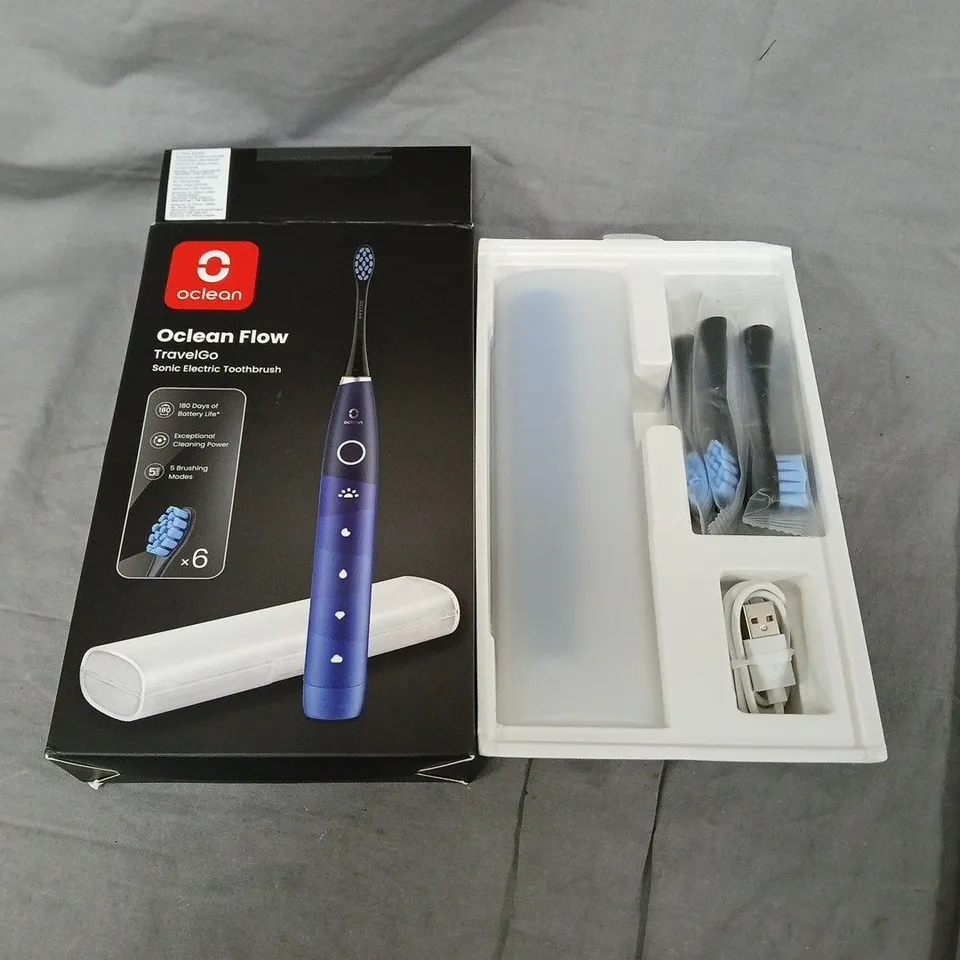 OCLEAN FLOW TRAVELGO SONIC ELECTRIC TOOTHBRUSH – BLUE (BOXED)